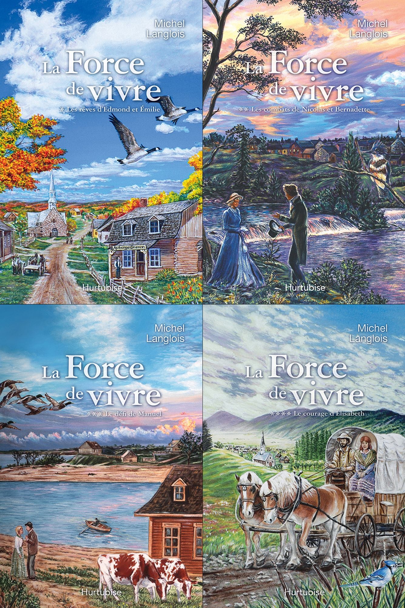 Force de vivre - Coffret: T1. Les rêves d'Edmond et Émilie - T2. Les combats de Nicolas et Bernadette - T3. Le défi de Manuel - T4. Le courage d'Élisabeth