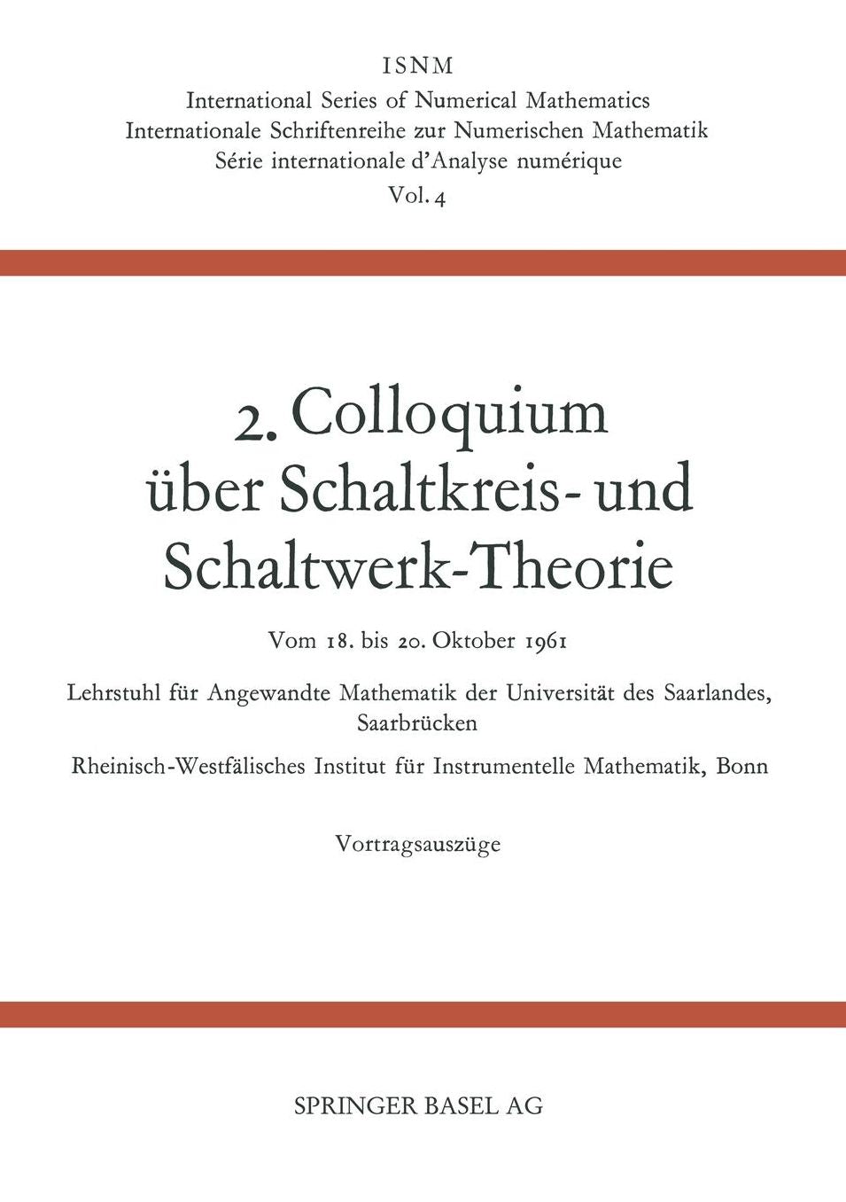2. Colloquium Über Schaltkreis- und Schaltwerk-Theorie