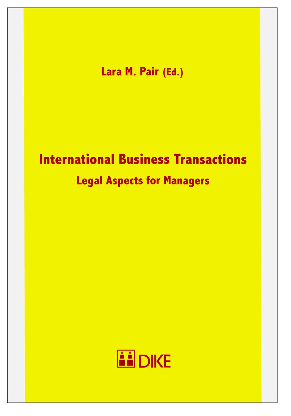 International Business Transactions: Legal Aspects for Managers