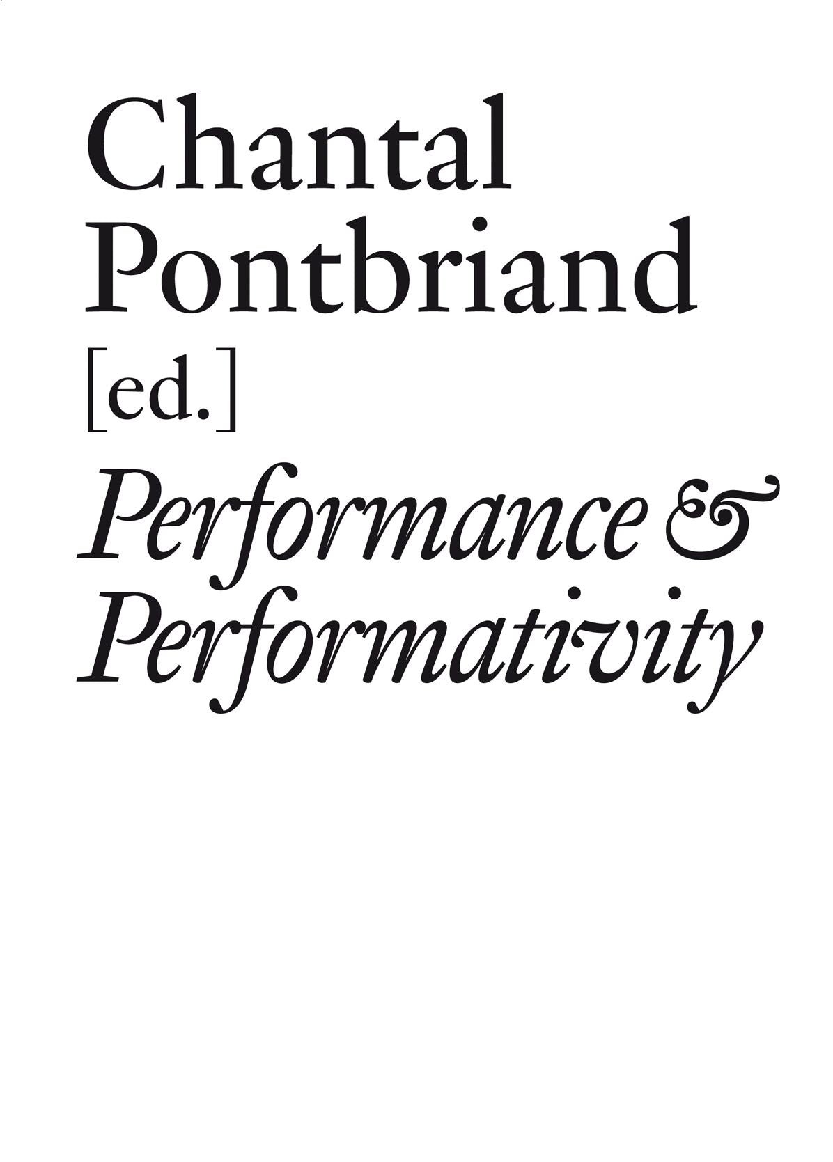 Parachute: The Anthology, Volume II: Performance and Performativity