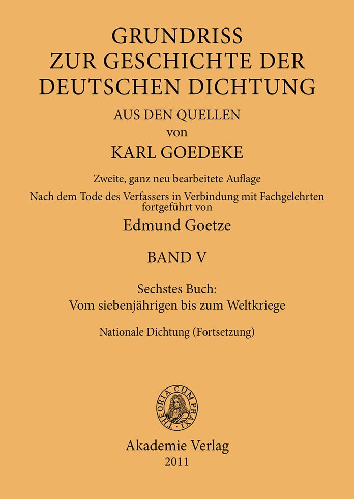 Sechstes Buch: Vom siebenjahrigen bis zum Weltkriege: Nationale Dichtung (Fortsetzung)
