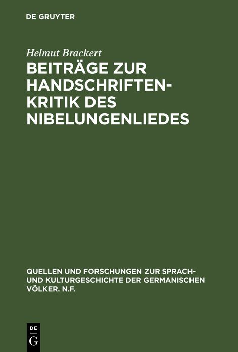 Beitrage zur Handschriftenkritik des Nibelungenliedes