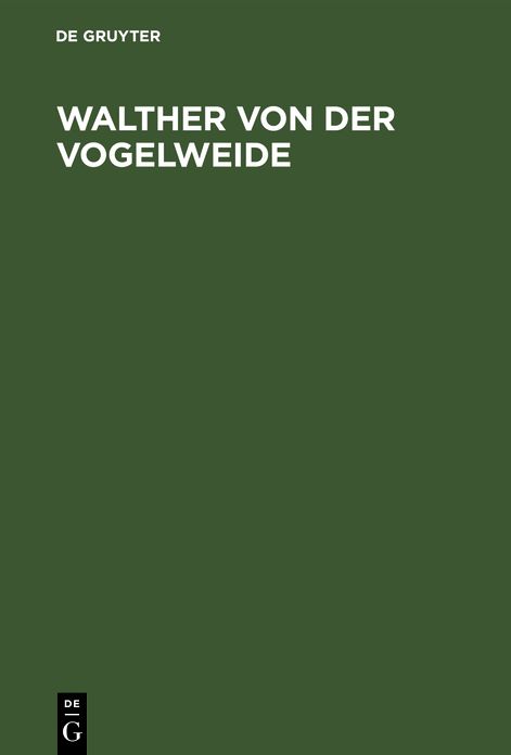 Walther von der Vogelweide: Untersuchungen