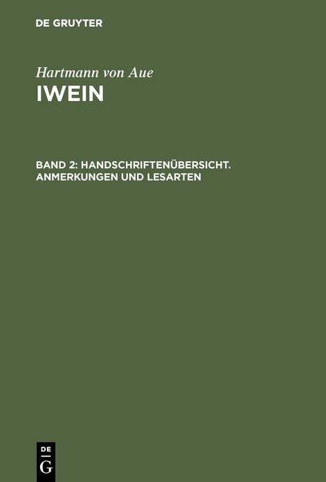 Handschriftenuebersicht: Anmerkungen und Lesarten
