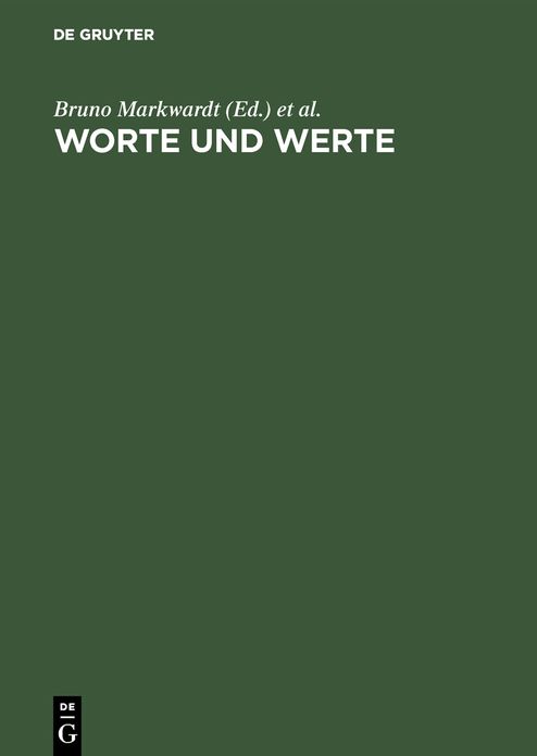 Worte und Werte: Bruno Markwardt zum 60. Geburtstag