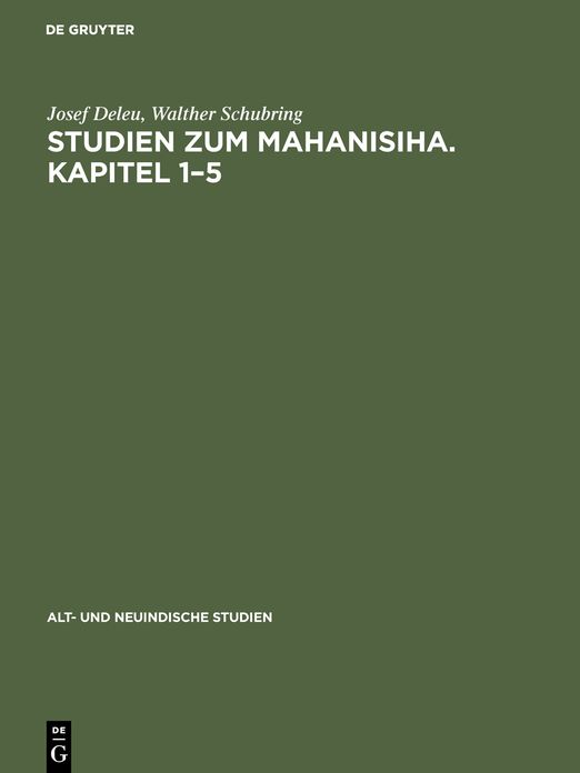Studien zum Mahanisiha. Kapitel 1-5