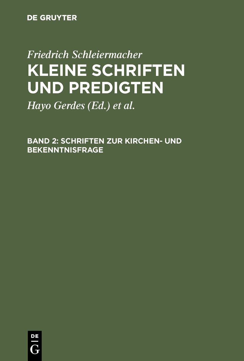Kleine Schriften Und Predigten,BD 2,Schriften Zur Kirchen-Und Bekenntnisfrage