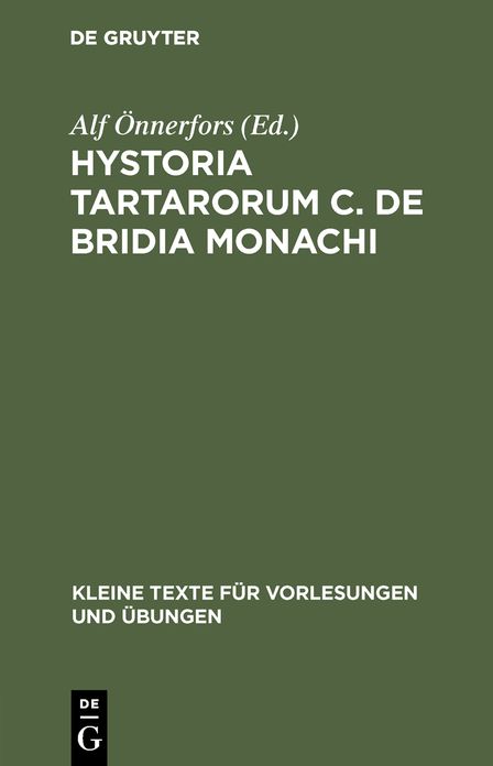 Hystoria Tartarorum C.De Bridia Monachi