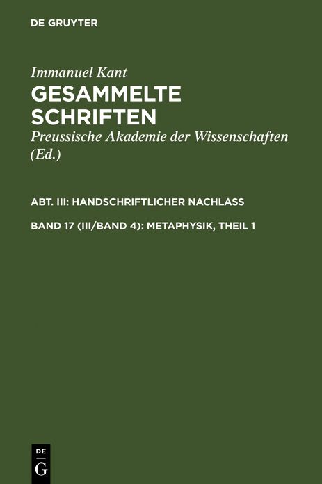 Metaphysik, Theil 1