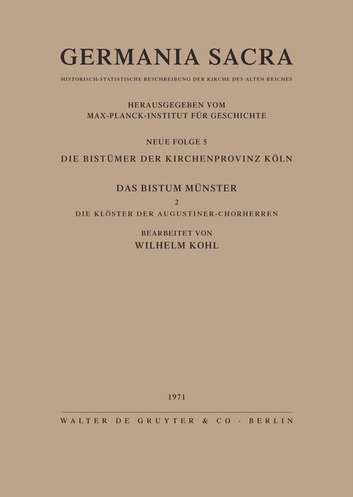 Die Bistumer der Kirchenprovinz Koln. Das Bistum Munster II. Die Kloster der Augustiner-Chorherren
