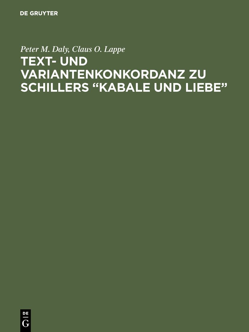 Text und Variantenkonkordanz zu Schillers "Kabale und Liebe"