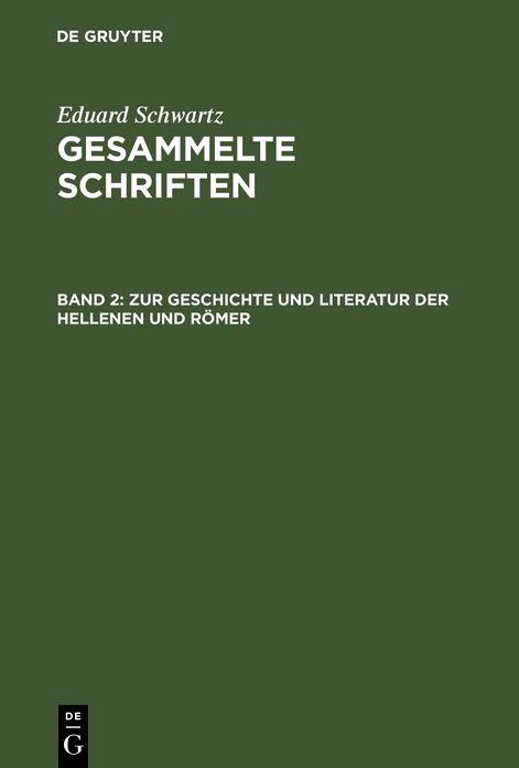 Zur Geschichte und Literatur der Hellenen und Romer
