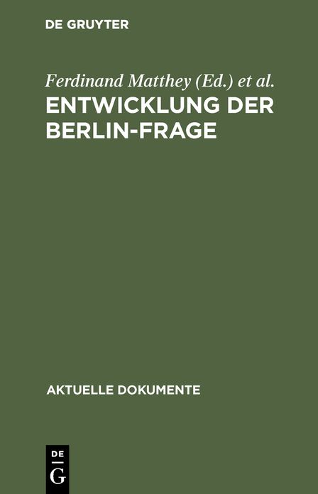 Entwicklung der Berlin-Frage (1944 bis 1971)