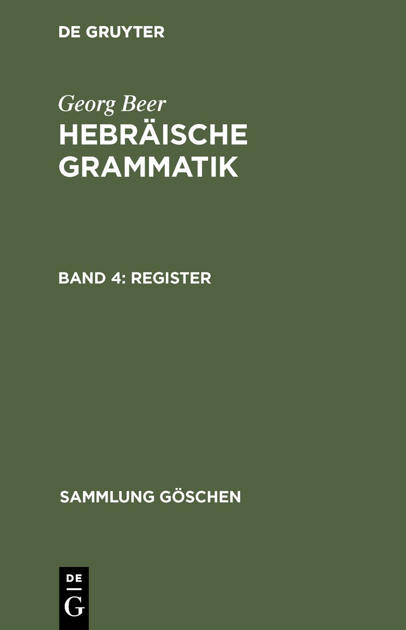 Hebraische Grammatik: Band 4