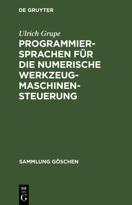 Programmiersprachen Für Die Numerische Werkzeugmaschinensteuerung