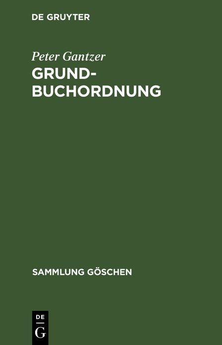 Sg6003 Gantzer:grundbuchordnung: Grundbuchordnung