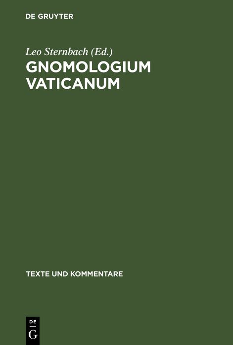 Gnomologium Vaticanum: (E Codice Vaticano Graeco 743)