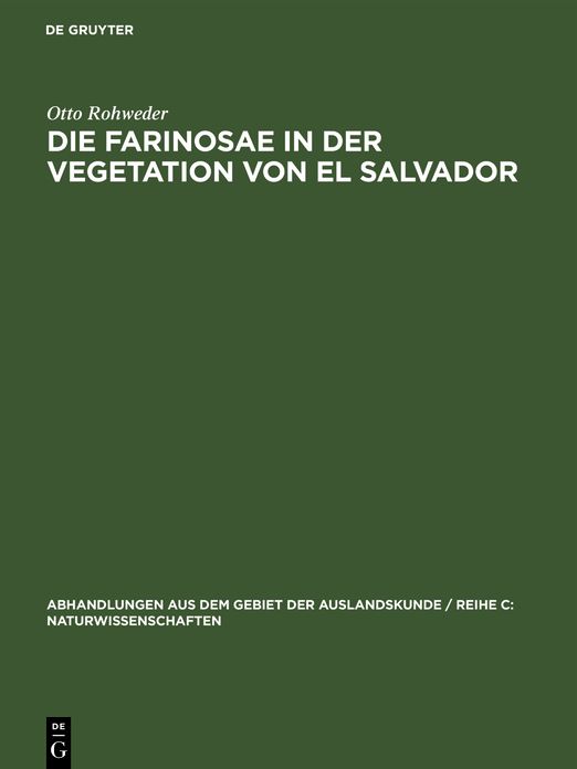 Die Farinosae in der Vegetation von el Salvador