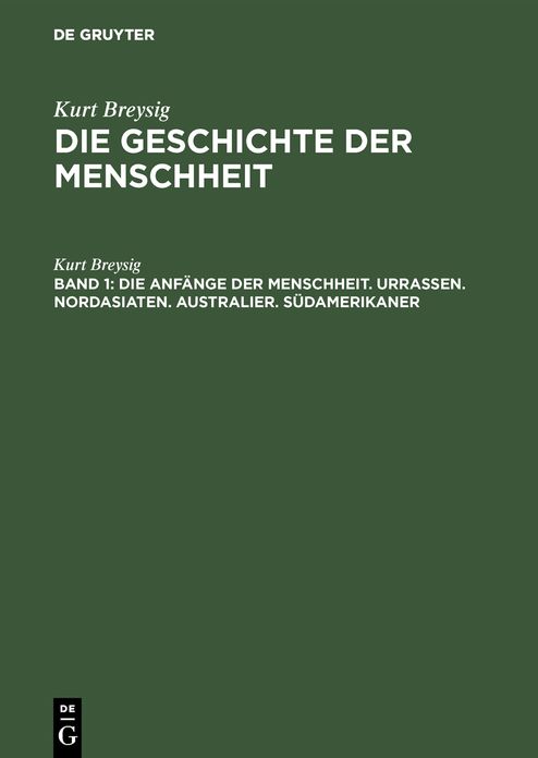 Die Geschichte Der Menschheit,5 Bde,BD 1