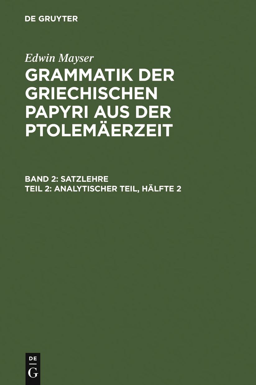 Analytischer Teil, Halfte 2