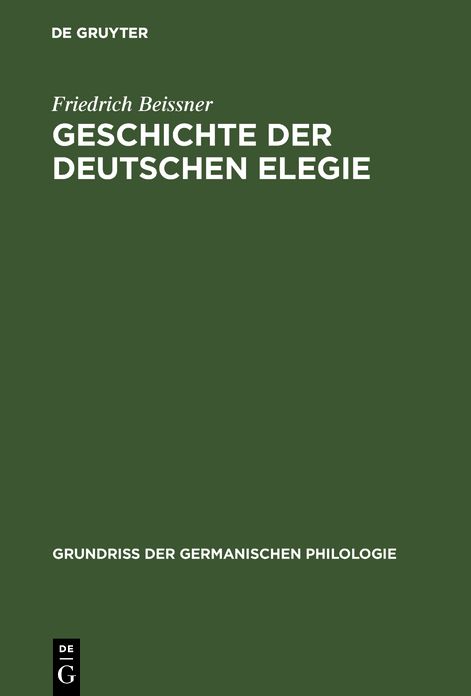 Geschichte der deutschen Elegie