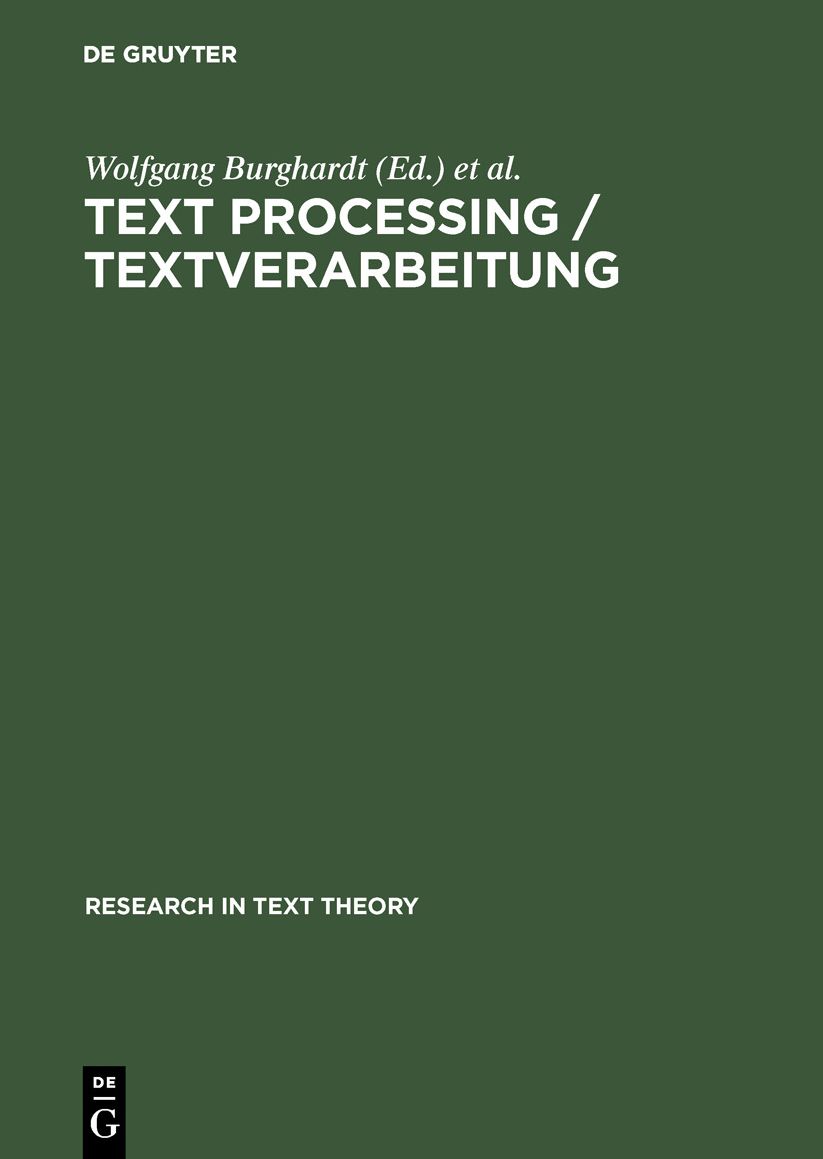Text Processing, Textverarbeitung: Research in Text Theory
