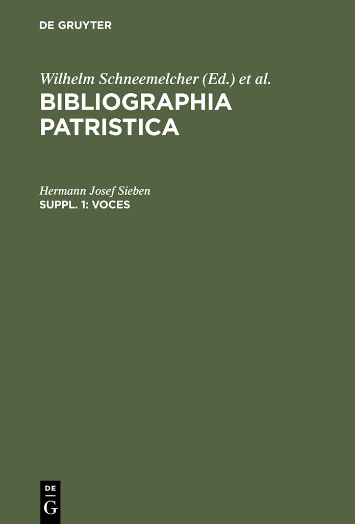 Voces: Eine Bibliographie zu Wortern und Begriffen aus der Patristik (1918-1978)