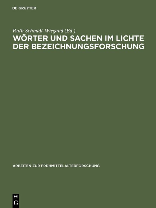 Wörter und Sachen Im Lichte der Bezeichnungsforschung