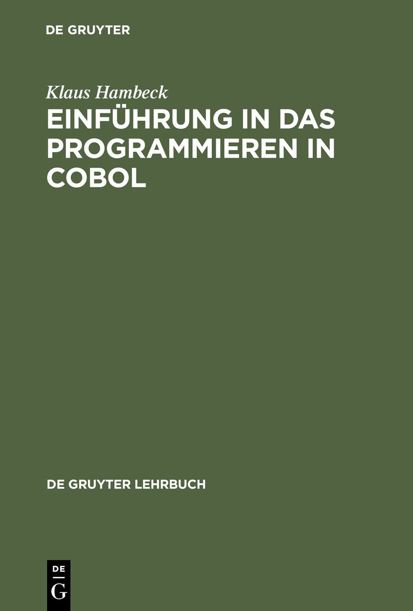 Hambeck:einf i d programmie-ren I. cobol 3a2ae Lg: Einf i d programmie-ren I. cobol 3a2ae Lg