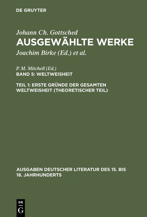 Erste Grunde der gesamten Weltweisheit (Theoretischer Teil)