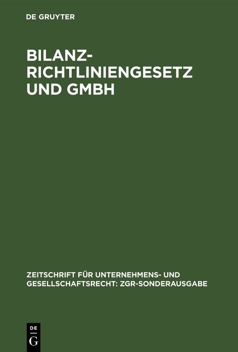 Bilanzrichtliniengesetz Und GmbH