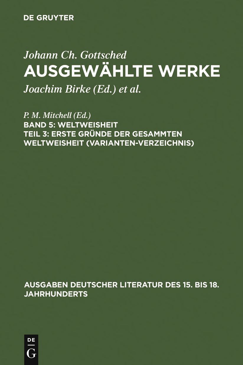 Erste Grunde der gesammten Weltweisheit (Variantenverzeichnis)