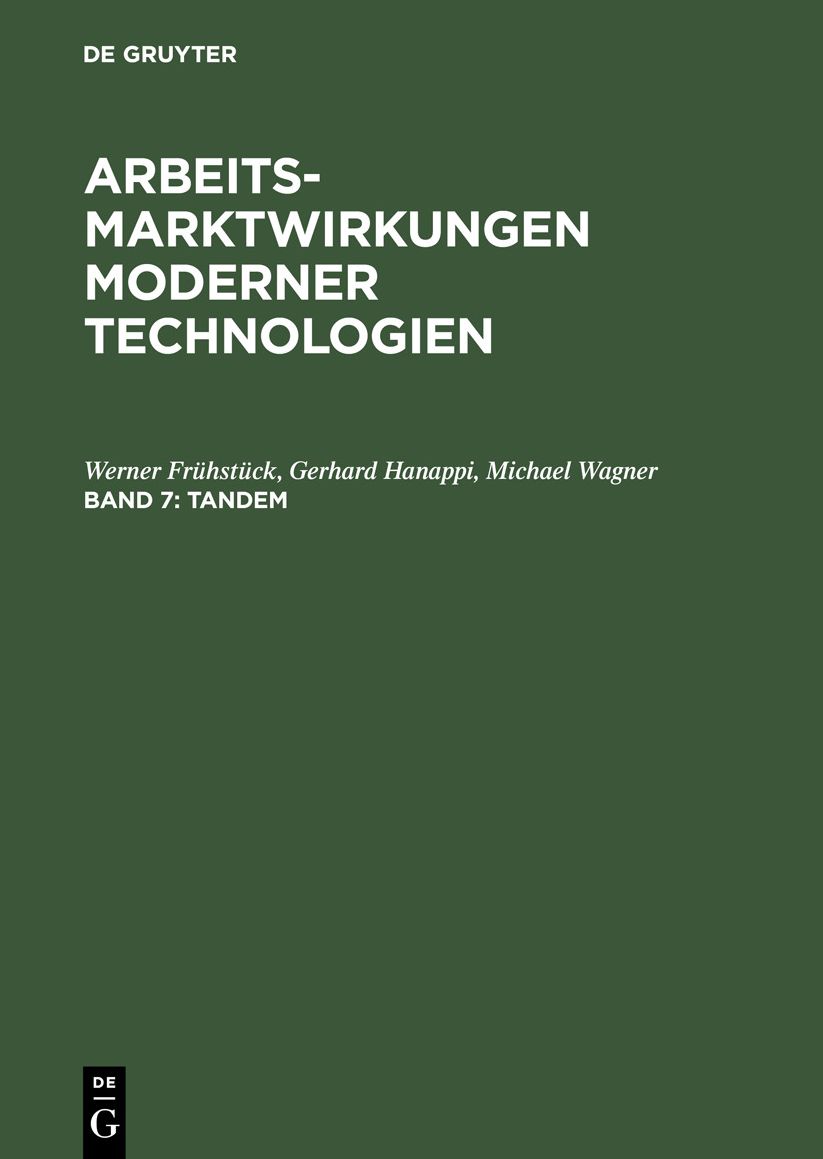 Tandem: Innovationsaktivitäten Im Wirtschaftlichen Funktionsgefüge der Bunderspublik Deutschland