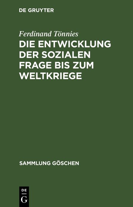 Die Entwicklung Der Sozialen Frage BIS ZUM Weltkriege