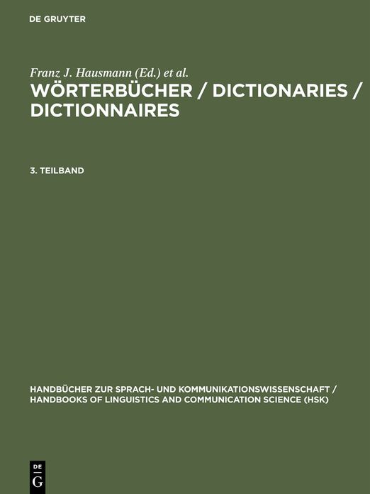 Worterbucher / Dictionaries / Dictionnaires. 3. Teilband