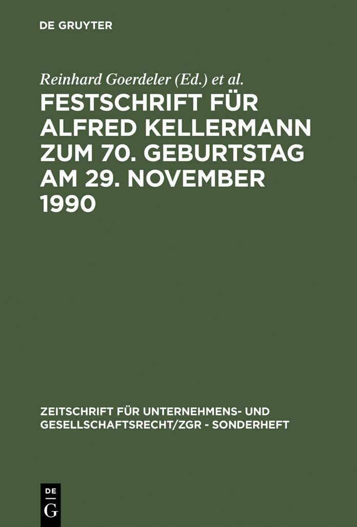 Festschrift fur Alfred Kellermann zum 70. Geburtstag am 29. November 1990