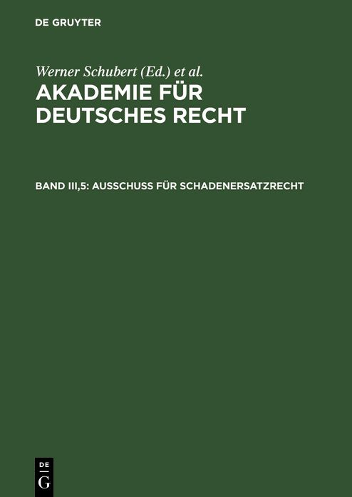 Ausschuss fur Schadenersatzrecht: (Leistungsstorungen. Umfang und Art des Schadenersatzes. Deliktsrecht). - Ausschuss fur das Recht der Bestatigungsvertrage (Allgemeine Bestimmungen. Geschaftsbesorgung. Werkvertrag). - Ausschuss fur landwirtschaftliches P