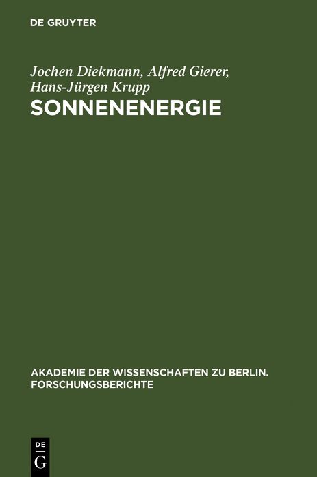 Sonnenenergie: Herausforderung fur Forschung, Entwicklung und internationale Zusammenarbeit