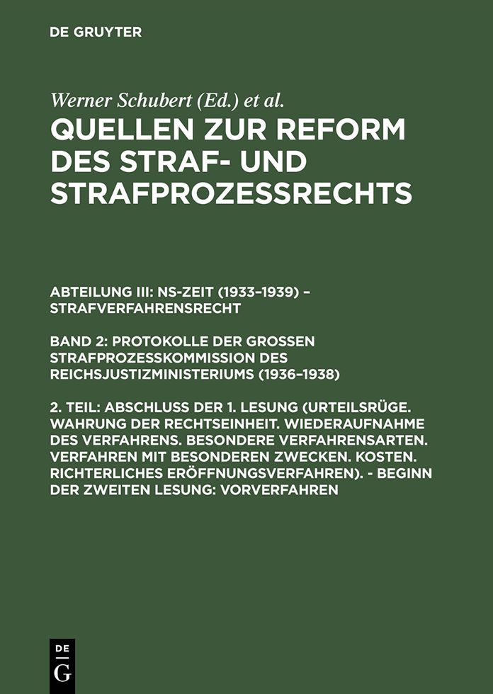Abschluss der 1. Lesung (Urteilsruge. Wahrung der Rechtseinheit. ...). - Beginn der zweiten Lesung: Vorverfahren
