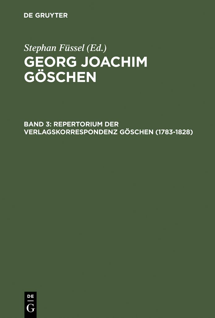 Repertorium der Verlagskorrespondenz Goschen (1783-1828)