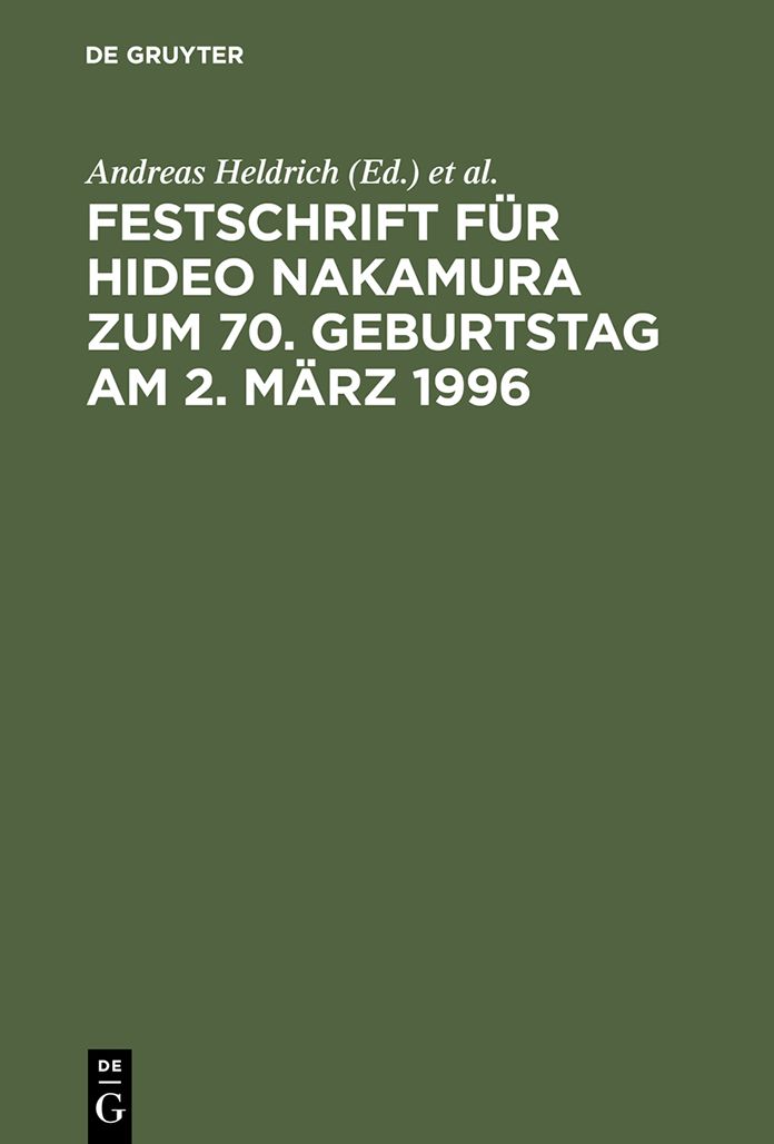 Festschrift fur Hideo Nakamura zum 70. Geburtstag am 2. Marz 1996