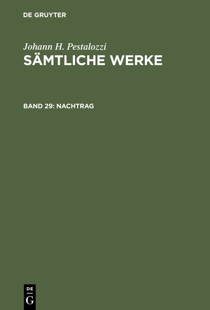 Nachtrag: Anonyme Drucke und nachgelassene Texte aus den Jahren 1781 bis 1818