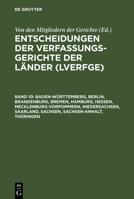 Baden-Wurttemberg, Berlin, Brandenburg, Bremen, Hamburg, Hessen, Mecklenburg-Vorpommern, Niedersachsen, Saarland, Sachsen, Sachsen-Anhalt, Thuringen: 1.1. bis 31.12.1999
