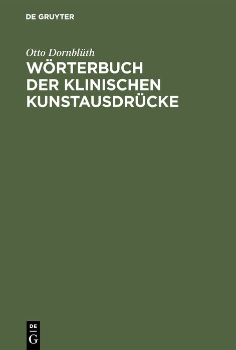Worterbuch der Klinischen Kunstausdrucke