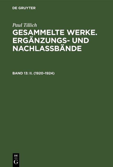 II. (1920-1924): Mit einer historischen Einleitung