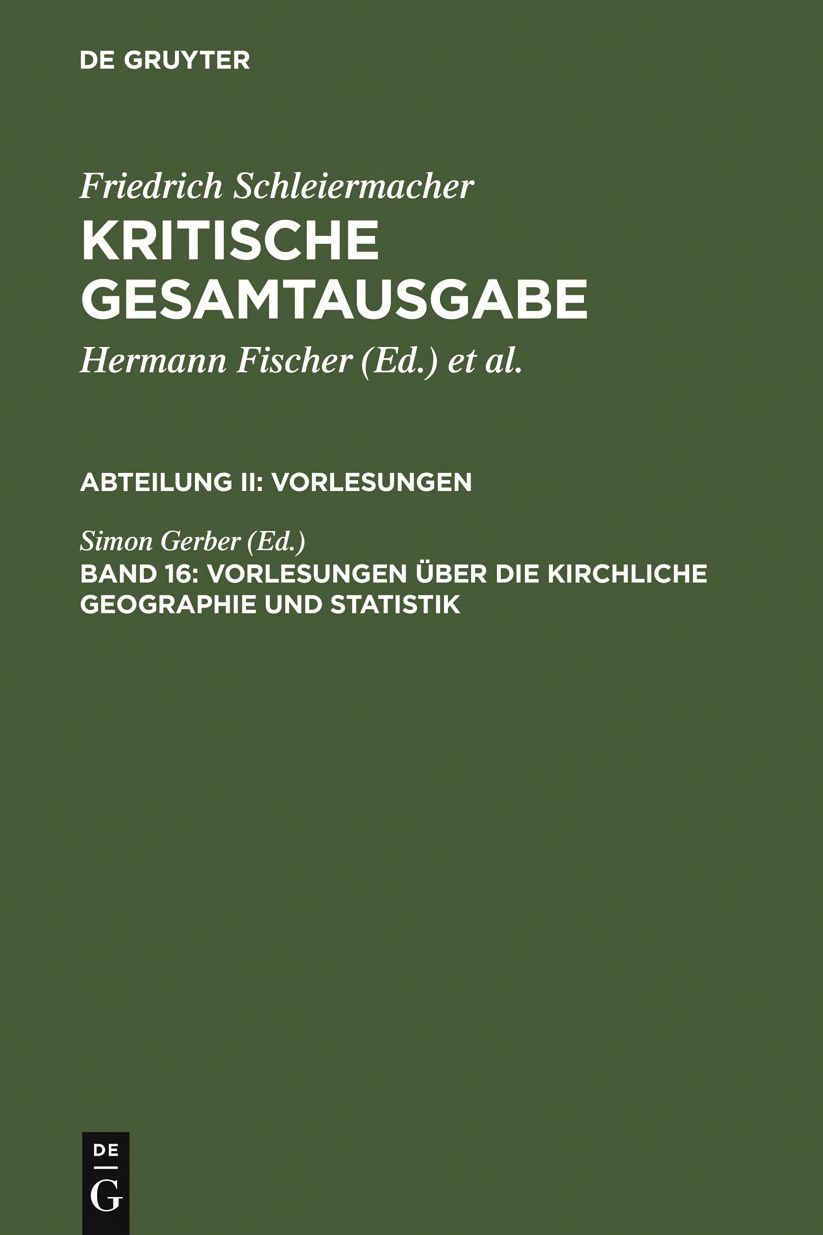 Vorlesungen uber die kirchliche Geographie und Statistik