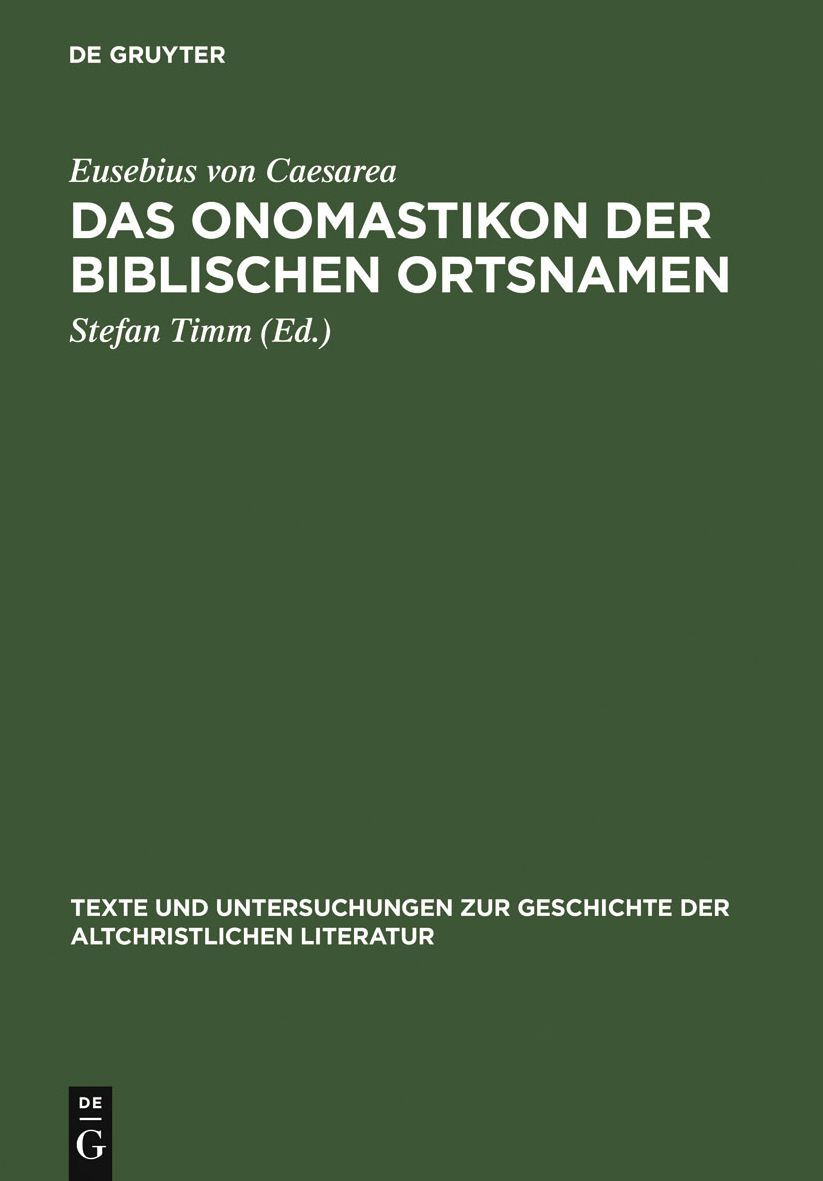 Das Onomastikon der biblischen Ortsnamen: Edition der syrischen Fassung mit griechischem Text, englischer und deutscher Ubersetzung