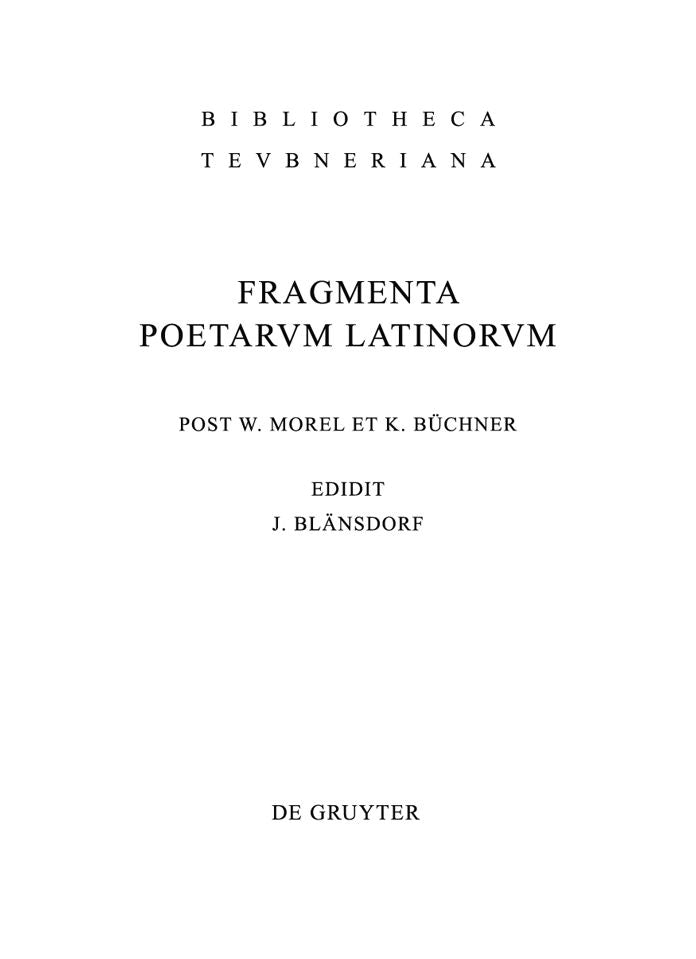 Fragmenta poetarum Latinorum epicorum et lyricorum