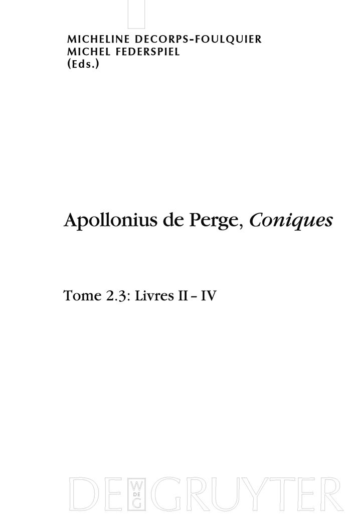 Livres II-IV. ?dition et traduction du texte grec
