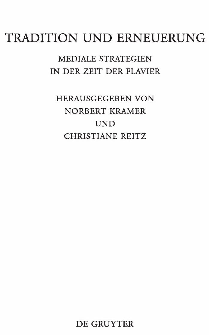 Tradition und Erneuerung: Mediale Strategien in der Zeit der Flavier